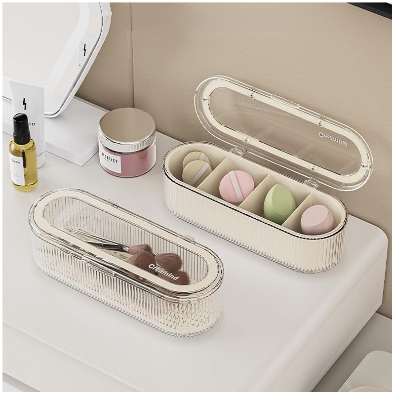Clear Acrylic Makeup Brush Holder Organizer With Lid - Cosmetic