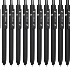 STAGEEK Black Gel Pens, 12Pcs 0.7mm Gel Pens Fine Point with 3 Extra Refills, Quick Dry Retractable Gel Pen Set, Smooth Writing Pens for Office Work, Note Taking, Black Ink Pens for Men Women(Black) - Specification: 12 pcs