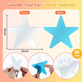 Dandat 10 Pcs Small Mirrors for Crafts Preschool Shatter Proof Plastic Mirror Star Mirror for Kids 6 x 6 Inches Double Sided Acrylic Mirror for Classroom Facial Expression Practice