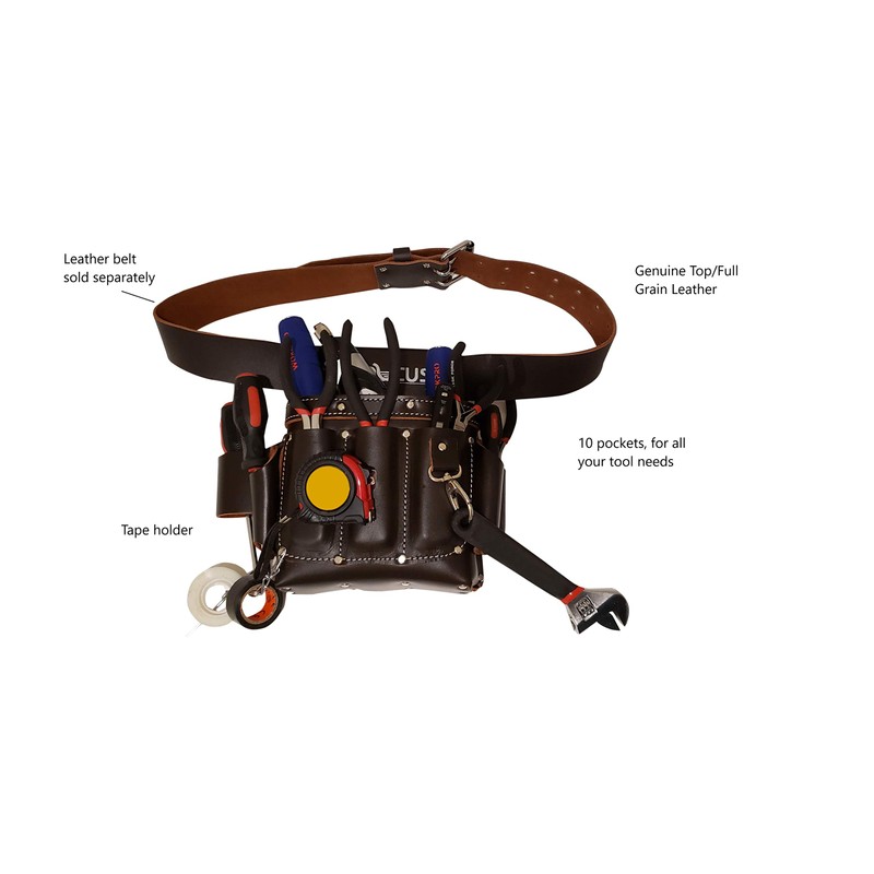 LAUTUS Top/Full Grain Leather Tool Pouch Bag | Electrician/Contractor, Electric