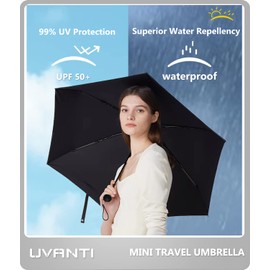 UVANTI Umbrella Small Mini Umbrella with Case - Light Folding Compact Travel Umbrella Lightweight Portable Parasol for Backpack Purse - Sun & Rain Pocket UV Umbrellas for Kids Girls Boys Women