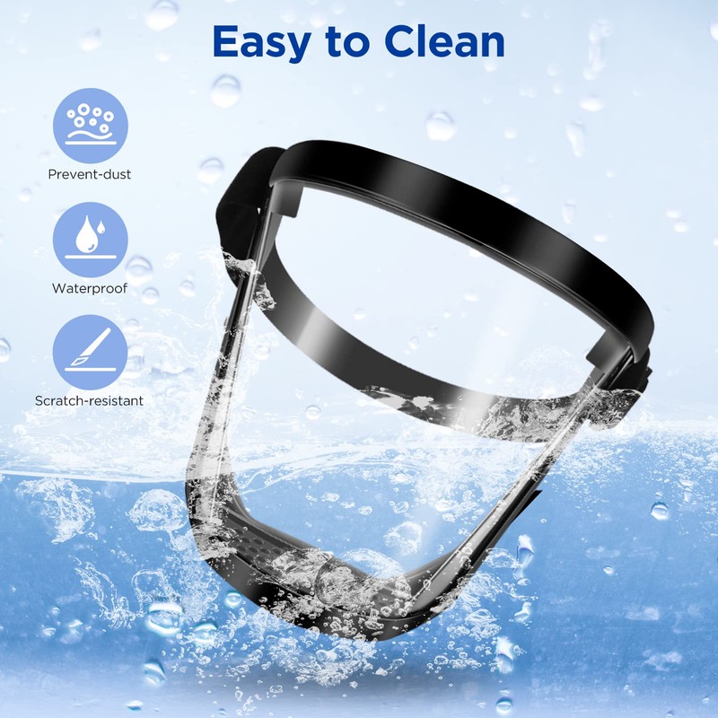 Full Face Shield, Clear Full Face Protective Shield, Reusable Anti-Fog
