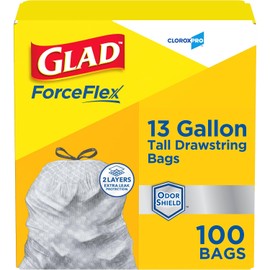 CloroxPro Glad ForceFlex Bolsas de basura de 13 galones de alto con cordón para cocina, 100 quilates (el paquete puede variar)