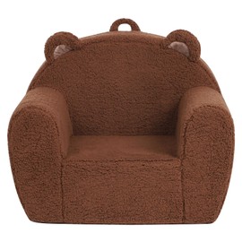 MOMCAYWEX Comfy Toddler Chair, Cuddly Sherpa Teddy Bear Kids Sofa, High Back Kids Reading Chair for Boys and Girls, Brown