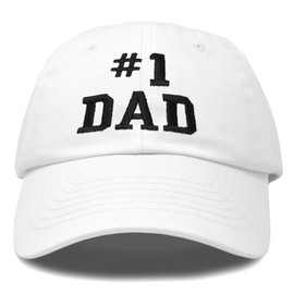 DALIX #1 Dad Hat Number One Embroidered Baseball Cap in White