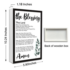 The Blessing The Lord Christian Wood Box Sign Desk Deocr,Bible Verse Wooden Block Sign for Scripture Home Farmhouse Bedroom Wall Shelf Tabletop Decor
