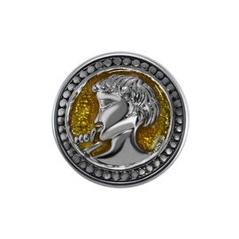 Quiges Women's Click Button 18 mm Brown Portret Sign Chunk for Leather Bracelet