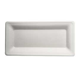 PAPSTAR Pure Rectangular Sugarcane Plate, 130 x 260 mm Sugarcane Compostable