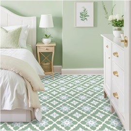 MORCART 20PCS Peel and Stick Floor Tile: 7.87"x7.87" Waterproof Vinyl Flooring, DIY Floor and Wall Decoration for Bathroom, Kitchen, Bedroom, Stairs, Entryway (Jasmine Green)