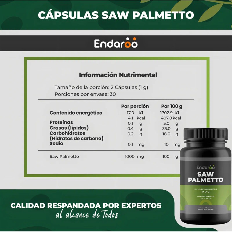 Saw Palmetto 1000 Mg | 120 Cápsulas Pack 2 Frascos