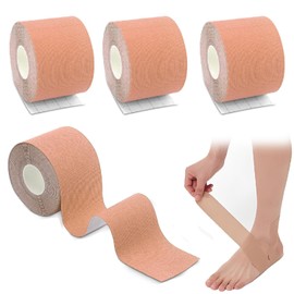 Wzenclave Kinesiology Tape 4 Rolls Elastic Athletic Tape Water Resistant Latex Free Premium Elastic Cotton Athletic Tape for Support Shoulder Ankle Knee Wrist Feet and Elbow Recovery & Physio Therapy