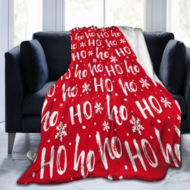 Red Christmas Throw Blankets, Christmas Hohoho Snowflake Soft Blanket Decorative for Home Sofa Couch Chair Living Bedroom,40x50 Inches, Winter Snowflake