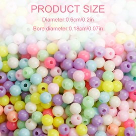 GLADFRESIT 1500Pcs Acrylic Beads, GLADFRESIT 6mm Colourful Matte Beads for Threading, Plastic Pastel Loose Beads for DIY Crafts, Jewelry Bracelet Making