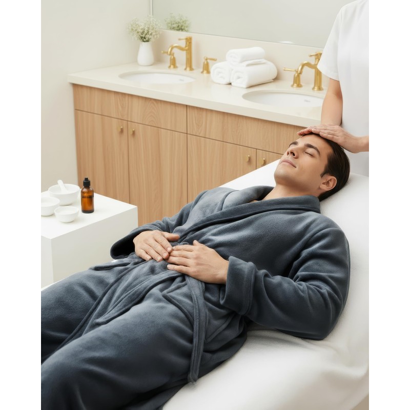 NY Threads Mens Robe, Luxury Plush Fleece Mens Bathrobe, Spa