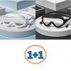 1+1 Wide View Anti-Fog Swimming Goggles with Integrated Earplugs (2-Piece Set) Black Earplug Goggles (2-Pack)