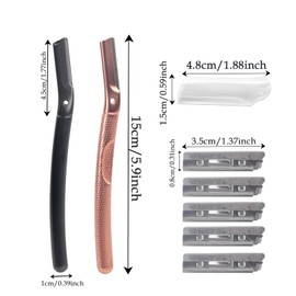 Eyebrow Razor, Eyebrow Razor for Men and Women, Stainless Steel Eyebrow Trimmer, Dermaplaning Tool, Reusable Face Razor with 6 Blades, Face Razor Woman (Black)
