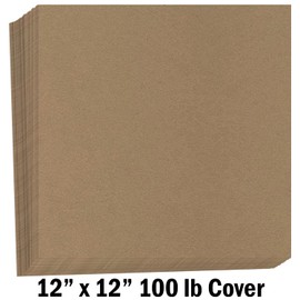 Hamilco Brown Kraft Cardstock Scrapbook Paper 12x12 Thick Blank Card Stock Heavy Weight 100 lb Cover - 25 Pack