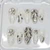 Wedding White Full Stone Handmade Nail Tips - Long Coffin