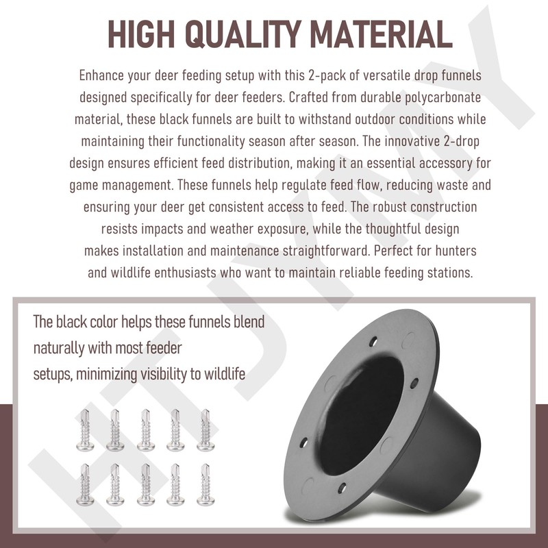 2 Drop Funnel for Deer Feeder, 2 Pack - Black,