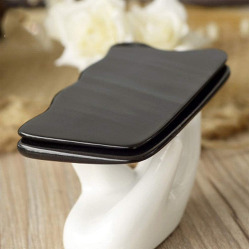 HEALLILY Black Wavy Gua Sha Board Massage Scraper Plates Natural