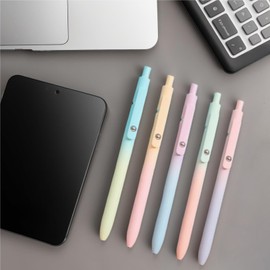 5-Pack Gradient Gel Pens, 0.7mm Black Ink Fine Point Smooth Writing Pens, Smooth Writing Retractable Pens with Soft Pastel Design, Perfect for Journaling, Note-Taking, Office, and School Supplies