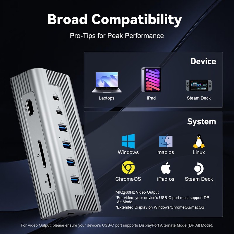 TRENFI Aluminum USB C Hub with Detachable Cable | USB