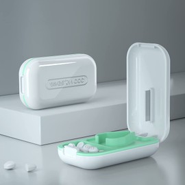 Small Pill Cutter, Pill Splitter Pill Cutter for Small or Large Pills, Cuts Vitamins Tablets, Portable Pretty Pill Crusher for Purse Pocket (Pill Cutter, White)