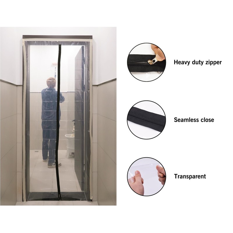 ROLLINGDOG Zip Door Dust Barrier - Plastic Door Cover for