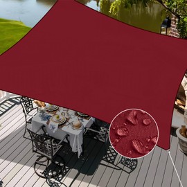 INFRANGE Waterproof 10' x 17' Sun Shade Sail Rectangle Canopy Shade Cover Sunshade for Patio Garden Deck Outdoor (Red)