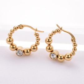 JOLCHIF Twisted Hoop Earrings Gold Women's Stainless Steel Spring Coiled Earrings Hanging Jewellery Gift, Gold Plated, Cubic Zirconia