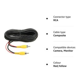 Multibao RCA Car Video Cable with Detection Wire for Car Rear View Camera and monitor camera, CCTV LED connection with Detection Wire (6M)