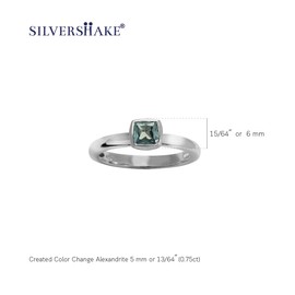Silvershake Cushion Cut Simulated Color Change Alexandrite 925 Sterling Silver Stack Stackable Solitaire Ring Size 4.5