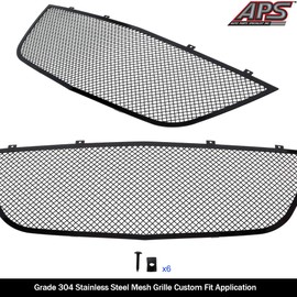 APS Compatible with 2011-2014 Chrysler 200 Upper Stainless Steel Black Mesh Grille S18-H27867R