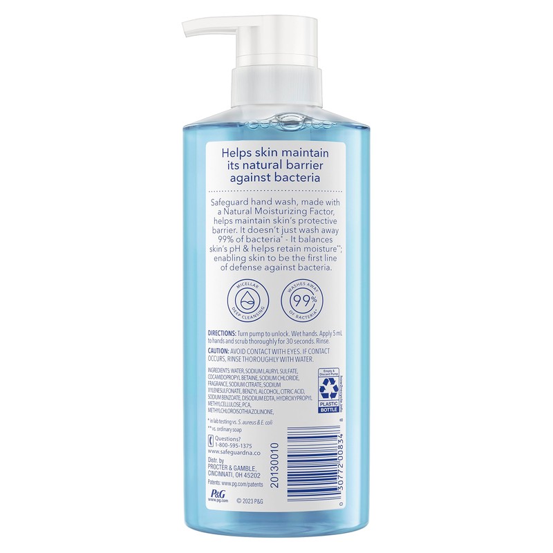 Safeguard Liquid Hand Soap, Micellar Deep Cleansing, Washes Away 99%