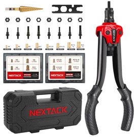 NEXTACK Rivet Nut Tool Kit with a Step Drill Bit, 120 Nutsert, Heavy Duty Rivnut Tool with 8 SAE & Metric Mandrels M5 M6 M8 M10 10-24 1/4-20 5/16-18 3/8-16 in Organized Carrying Case (NT700)