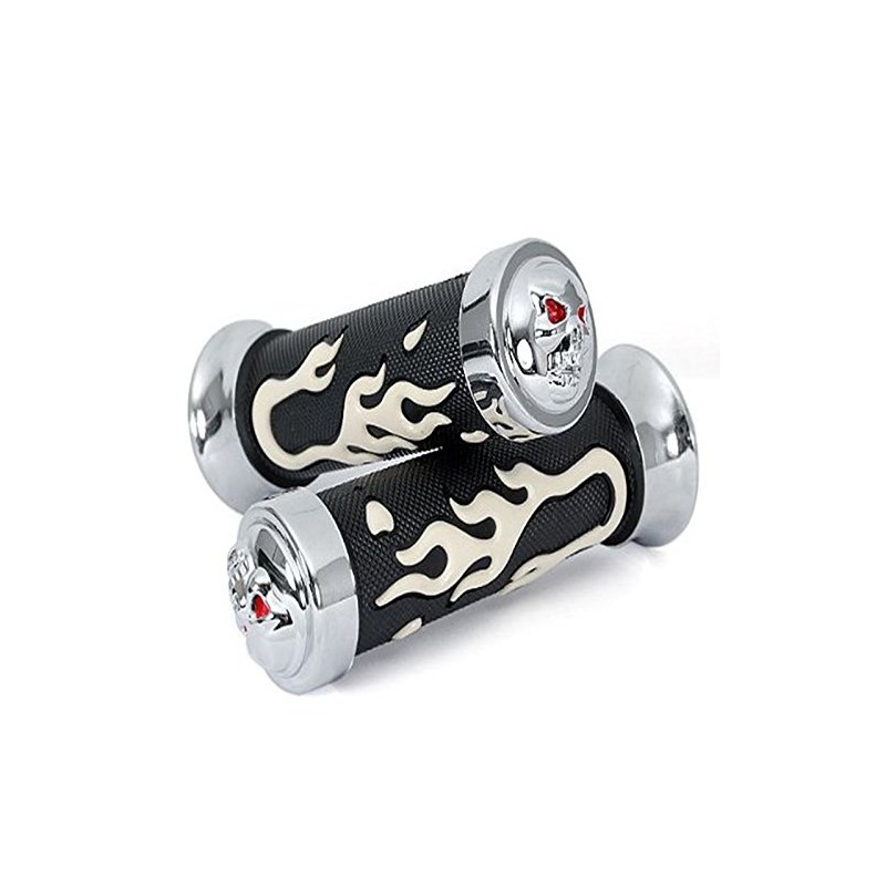 Szmsmy Skull Bike Grip 1.0 inch (25 mm) Plated Left