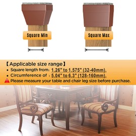 Square Chair Leg Protectors for Hardwood Floors, 16 Pcs Silicone Felt Furniture Leg Cover,(Brown 1 1/2").