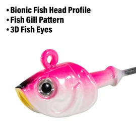 Dr.Fish 10 Pack Swimbait Jig Heads, Saltwater Fishing Jig Heads 3D Eyes High Carbon Steel Hooks Jig Hook Lure Bass Jigs Surf Fishing Jigs Flounder Striper Halibut Pompano Bass 1.25oz