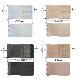 Lansonee Pack of 6 Bra Strap Extenders Extensions Elastic Extender Set 2 Hooks 1.3cm Spacing (Beige)