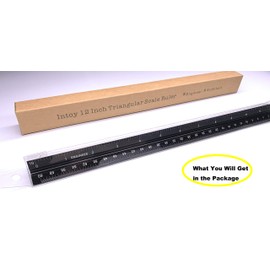 Intoy 12 Inch Triangular Engineer Scale Ruler, Anodized Solid Aluminum Core with Laser Etched Scales, Imperial Scale - 1:10, 1:20, 1:30, 1:40, 1:50, 1:60, Ideal for Civil Engineering Drafting