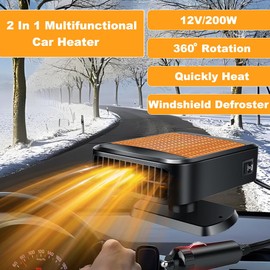 Car Heaters for Vehicle,12V Car Heater that Plugs into Cigarette Lighter,200W Fast Heating Car Defroster Windshield Heater (Orange)
