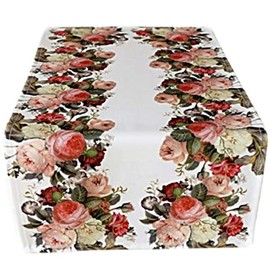 Raebel Tablecloth, Table Runner, Roses Garden, Colourful, Polyester (Table Runner, 35 x 70 cm)