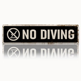 No Diving Sign, Pool Rules Sign, Retro Metal Tin Signs, Wall Decor Art, Fun Pool Decor, Patio Decor, For Pools Beach Water Parks Yard Outdoor 15.8x4 Inch