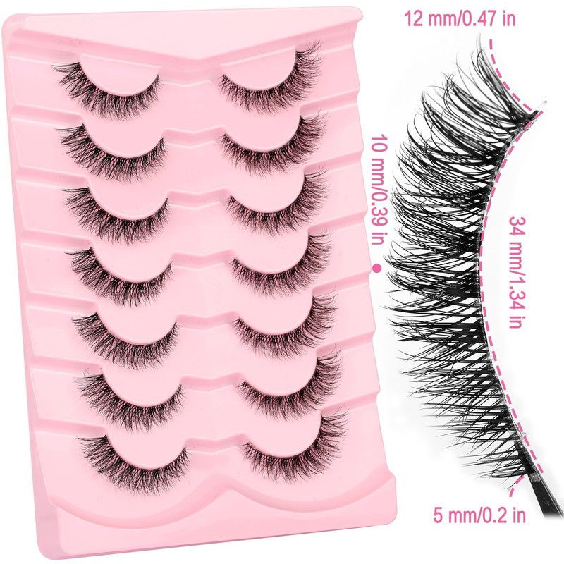 False Eyelashes 6D Lightweight Natural Comfortable Demi Wispy Cat Eye