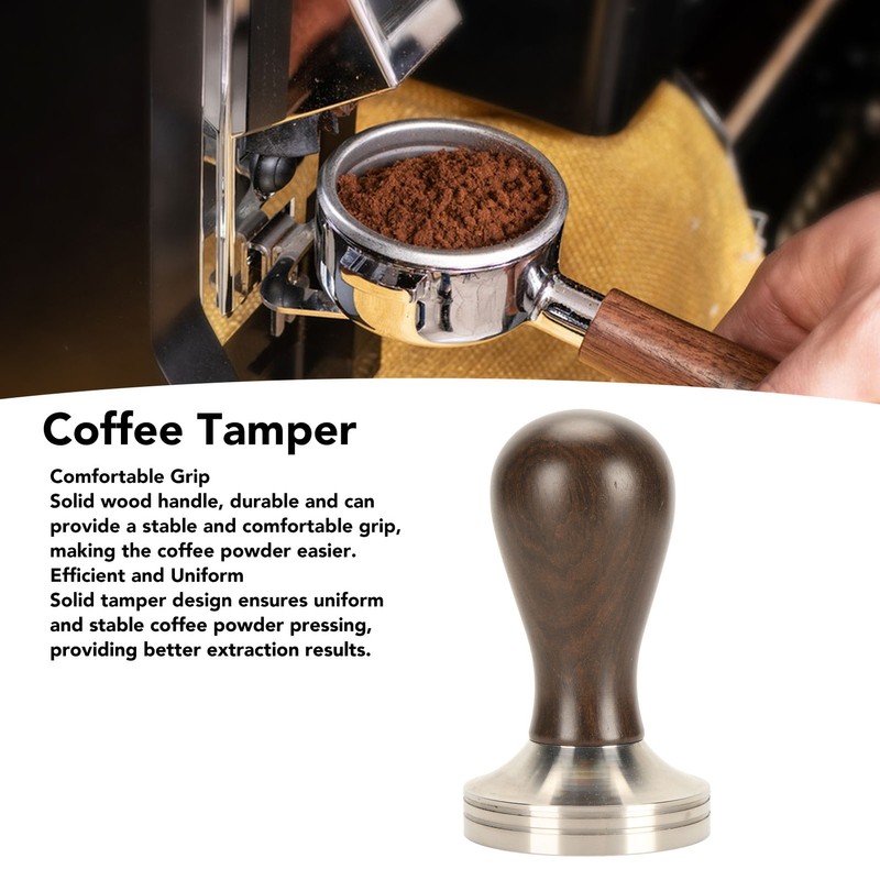 Coffee Tamper Solid Wood Handle Stainless Steel Easy to Use