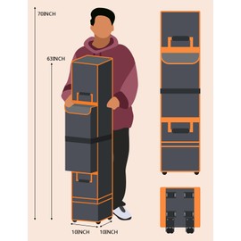 Roetelo Heavy Duty Canopy Bag Replacement, Large Tent Storage Bag with Roller Wheels 63X10X10in, 800D Oxford Fabric Pop Up Canopy Replacement Parts