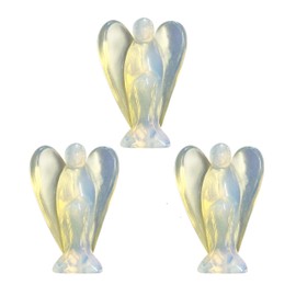 Mina Heal Set of 3 Pocket Guardian Angel Figurines Made of Opalite Stone Representing Peace and Harmony, 3 for 2 Value Pack