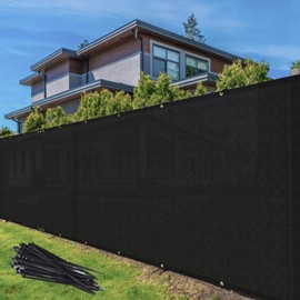 TANG Privacy Fence Screen Black 4' x 89' for Patio Garden Heavy Duty Residential Windscreen Fence Privacy Blockage for Backyard School Commercial Netting Fence Permeable 3 Years Warranty
