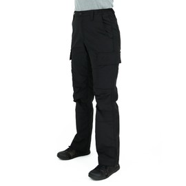 LAPG Women's Stretch Core Cargo Tactical Pants, Elastic Waistband, High Rise, Relaxed Fit, Outdoor Work Pants, Black, 0-Short