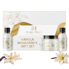Set de regalo con aroma a vainilla de 3 exfoliantes corporales de 5,4 fl oz, gel de baño hidratante de 3,4 fl oz y loción corporal nutritiva de 3,4 fl oz Piel perfectamente hidratada, suave, ideal